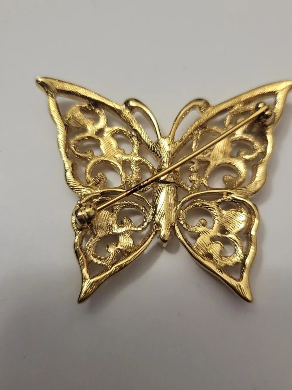 Monet Gold Plated Butterfly Brooch with Multicolor Crystals